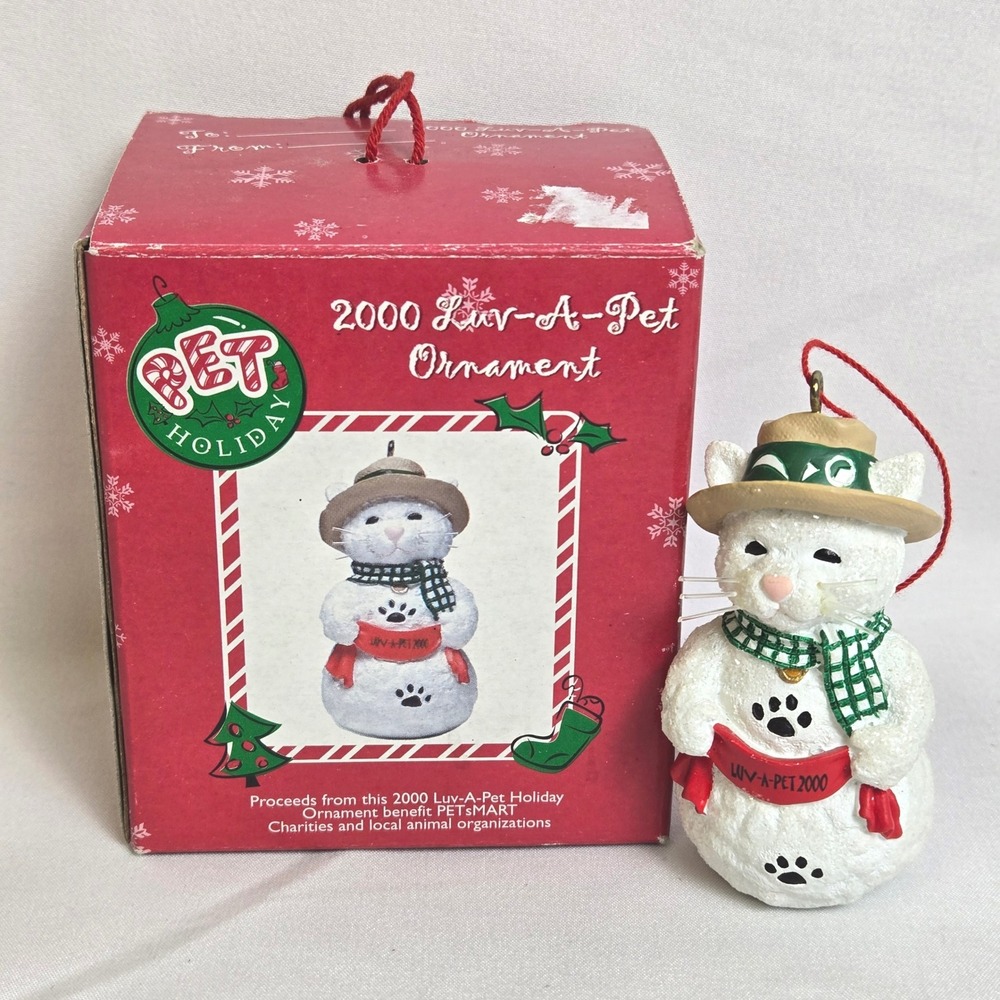 Pet Holiday Luv-A-Pet 2000 Snowkitty Cat Christmas Ornament‎ & BoxVintage Y2K